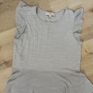 Light heathered gray LOFT peplum sweater